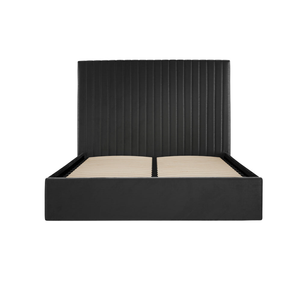 Berlin Black Velvet Tall Ottoman Double Bed